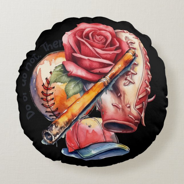 Softball Sommer Rundes Kissen (Vorderseite)