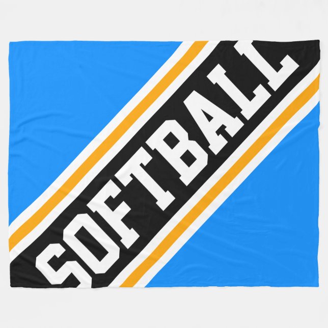 SOFTBALL Spaß Coole, helle blaue schwarze Racing S Fleecedecke (Vorderseite (Horizontal))
