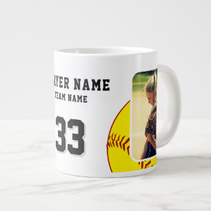 Softball-Spieler Name Nummer Team 2 Fotos Jumbo-Tasse