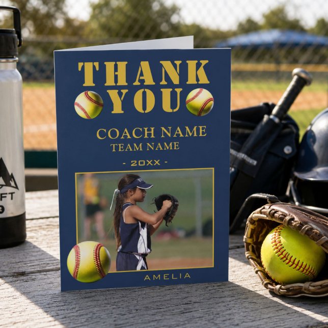 Softball-Sport-Foto-Trainer  Dankeskarte (Von Creator hochgeladen)