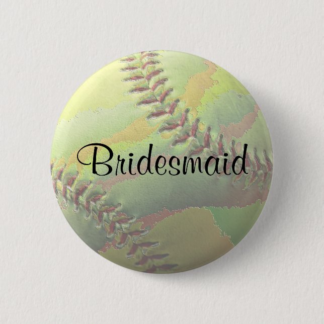 Softball Sporthochzeit Thema Hochzeit Button (Vorderseite)