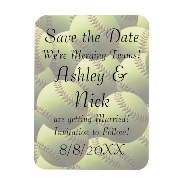 Softball Sports Wedding Beschreibung Save the Date Magnet (Vertikal)