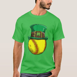Softball St Patricks Day Ball Leprechaun Hat Fang T-Shirt