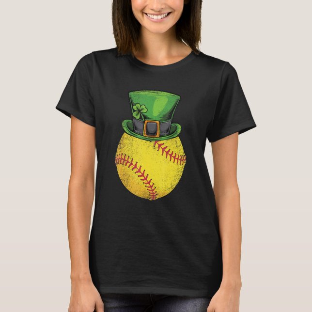 Softball St Patricks Day Boys Men Ball Leprechaun  T-Shirt (Vorderseite)