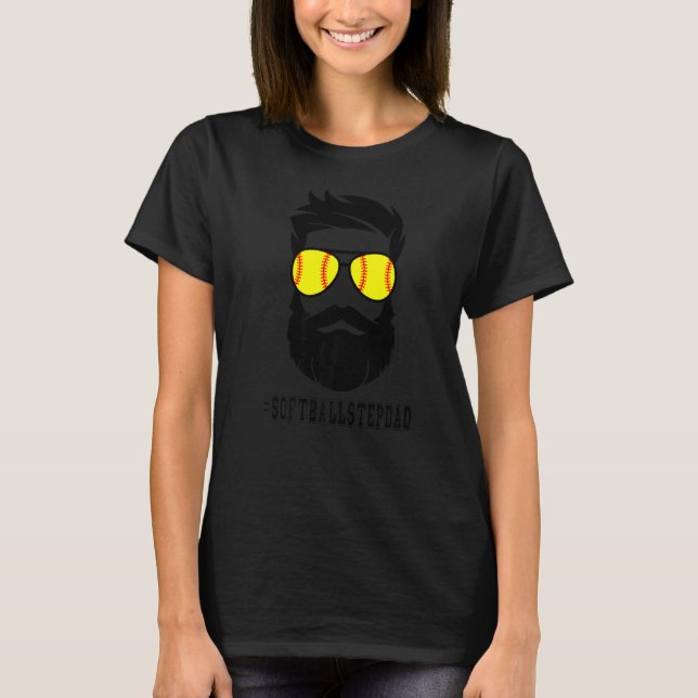 Softball Stepdad mit Bart Step Vater Step Pater S T-Shirt (Vorderseite)