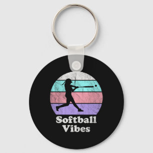 Softball Stimmung Retro Vintage Mädchen oder Fraue Schlüsselanhänger