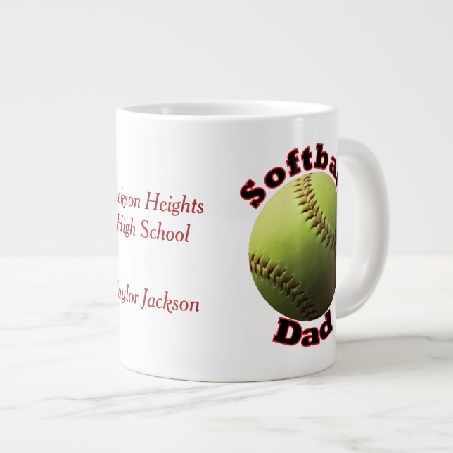 Softball-stolzer Vater Jumbo-Tasse (Vorderseite Rechts)