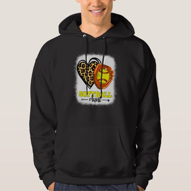 Softball Tante gebleicht Leopard Herzhandschuh Sof Hoodie (Vorderseite)