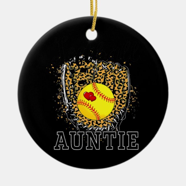 Softball Tante Leopard Game Day Tante Mutter Keramik Ornament (Vorne)