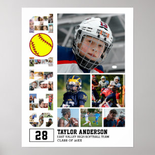 Softball Team Hochrangiger Abschluss FotoCollage Poster