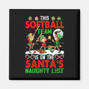 Softball-Team ist auf Santas Weihnachts-Naughty-Li Magnet