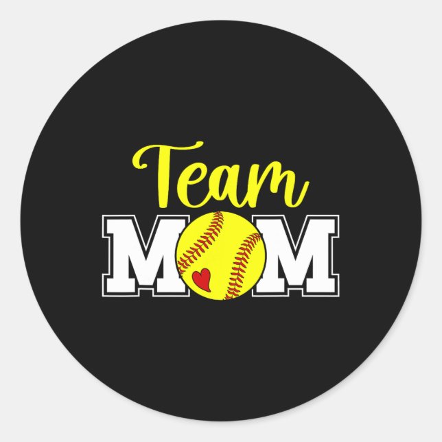 Softball-Team-Mutter Anerkennung Softball-Team-Mam Runder Aufkleber (Vorderseite)