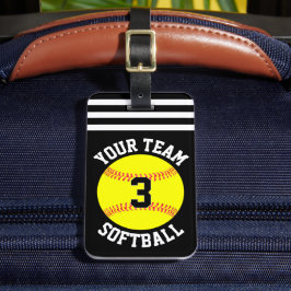 Softball Team Name und Spielernummer Schnelltasche Gepäckanhänger