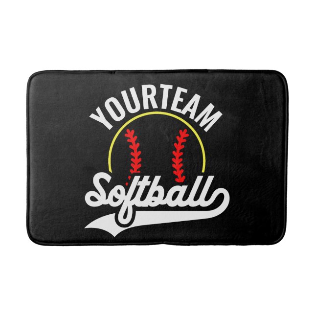 Softball Team Player ADD NAME Personalisierte Liga Badematte (Vorderseite)