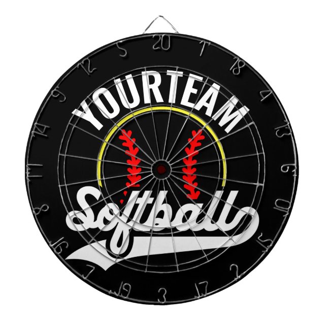 Softball Team Player ADD NAME Personalisierte Liga Dartscheibe (vorne)