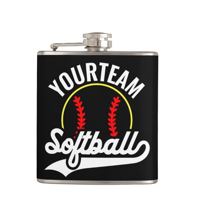 Softball Team Player ADD NAME Personalisierte Liga Flachmann (Vorderseite)