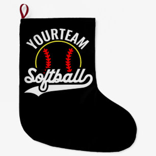 Softball Team Player ADD NAME Personalisierte Liga Großer Weihnachtsstrumpf