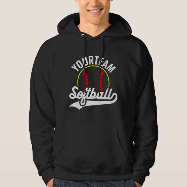 Softball Team Player ADD NAME Personalisierte Liga Hoodie (Vorderseite)