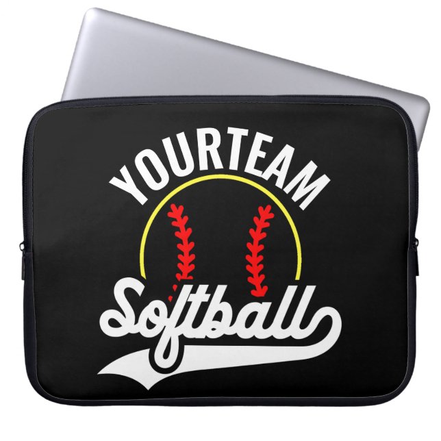 Softball Team Player ADD NAME Personalisierte Liga Laptopschutzhülle (Vorderseite)
