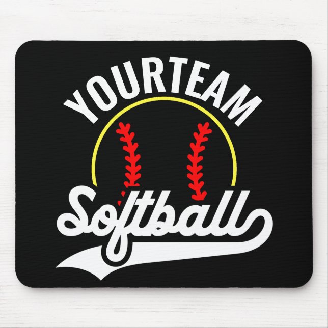 Softball Team Player ADD NAME Personalisierte Liga Mousepad (Vorne)