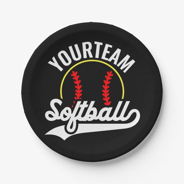 Softball Team Player ADD NAME Personalisierte Liga Pappteller (Vorderseite)