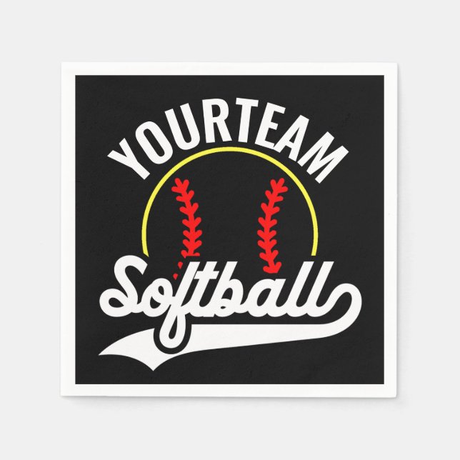 Softball Team Player ADD NAME Personalisierte Liga Serviette (Vorderseite)