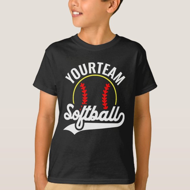 Softball Team Player ADD NAME Personalisierte Liga T-Shirt (Vorderseite)