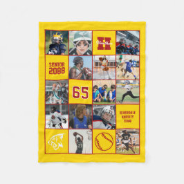 Softball Team Senior Night Custom Photo Yellow Red Fleecedecke