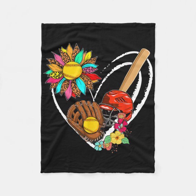 Softball-Tools Sonnenblume Süße Herzform Floral F Fleecedecke (Vorderseite)