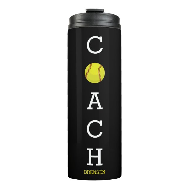 Softball-Trainer-individueller Name Thermosbecher (Vorderseite)
