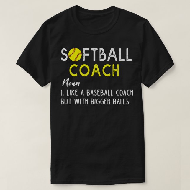 Softball-Trainer wie ein Baseballtrainer, aber mit T-Shirt (Design vorne)