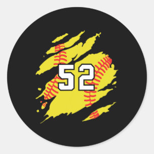 Softball-Trikot Nummer #52 Sportler Fan Trikot Runder Aufkleber