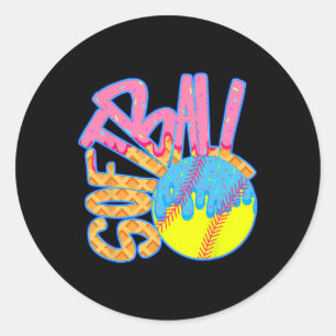 Softball-Tropfen für Boys Ice Cream Tropfen Jugend Runder Aufkleber