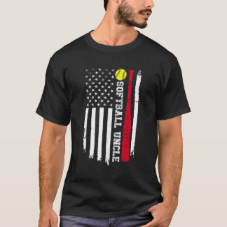 Softball Uncle American Flag Softball Player Uncle T-Shirt