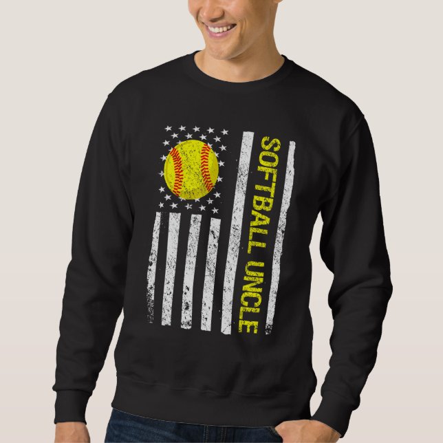 Softball Uncle American USA Flag Sweatshirt (Vorderseite)