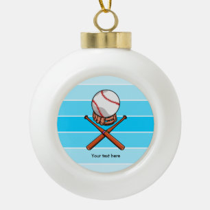 Softball und Cross-Bats mit blauen Streifen Keramik Kugel-Ornament
