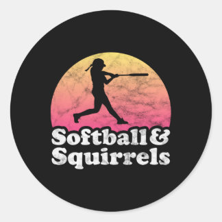 Softball und Eichhörnchen oder Eichhörnchen Runder Aufkleber