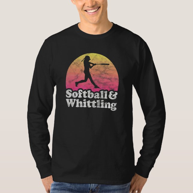 Softball- und schnitzende Frauen oder Mädchen T-Shirt (Vorderseite)