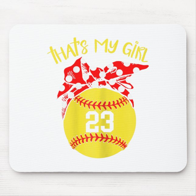 Softball Unordentlicher Dutt Das ist mein Mädchen  Mousepad (Vorne)