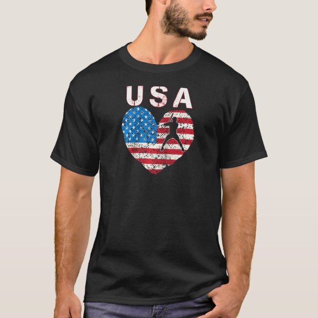 Softball US Team American Flag US Softball Men Wo T-Shirt (Vorderseite)