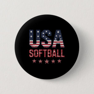 Softball USA-Amerikanische Flagge Frauen Männer Pa Button