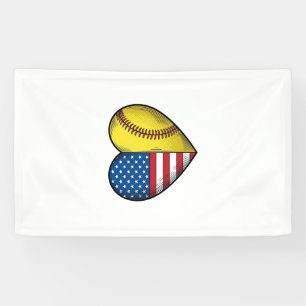 Softball USA-Flagge Herz Vintage-Vektordesign_1 Banner