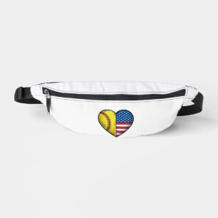 Softball USA-Flagge Herz Vintage-Vektordesign_1 Bauchtasche