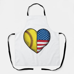 Softball USA-Flagge Herz Vintage-Vektordesign_1 Schürze