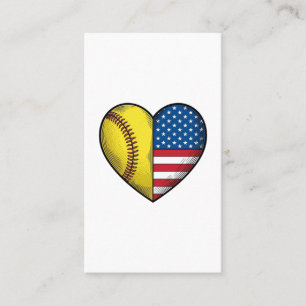 Softball USA-Flagge Herz Vintage-Vektordesign_1 Visitenkarte