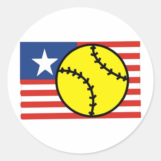 Softball USA Runder Aufkleber (Vorderseite)