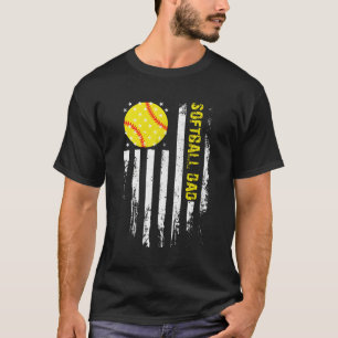 Softball Vater American US Flag Softball T-Shirt