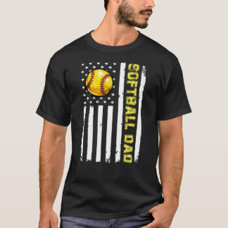 Softball-Vater-Amerikanisches-Flagge-Design T-Shirt