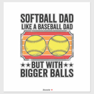 Softball-Vater Größere Bälle Vintage-Gravur-Shirt_ Aufkleber