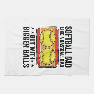 Softball-Vater größere Bälle Vintage-Gravur-Shirt_ Geschirrtuch